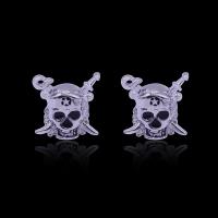 Zinc Alloy Cufflinks, Skull, platinum color plated, Unisex, lead & cadmium free 