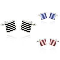 Zinc Alloy Cufflinks, Square, platinum color plated, Unisex & enamel lead & cadmium free 