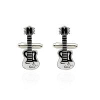 Zinc Alloy Cufflinks, Guitar, platinum color plated, Unisex & enamel, lead & cadmium free 