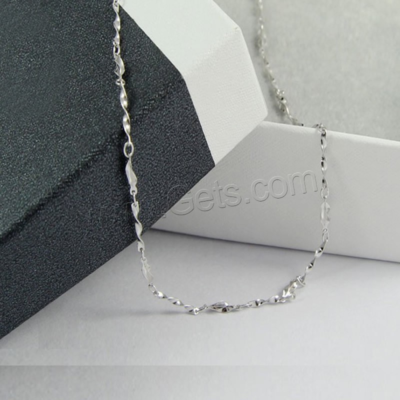 Sterling Silver Necklace Chain, Zinc Alloy, platinum color plated, Twisted Piece Chain & different size for choice & for woman, Length:Approx 15.5 Inch, Approx 17.5 Inch, Sold By Strand