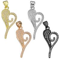 Cubic Zirconia Micro Pave Brass Pendant, Heart, plated, micro pave cubic zirconia Approx 