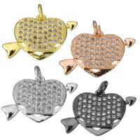 Cubic Zirconia Micro Pave Brass Pendant, Heart, plated, micro pave cubic zirconia Approx 3mm 