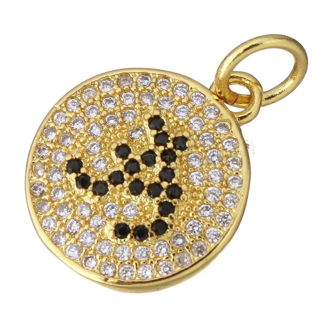 Cubic Zirconia Micro Pave Brass Pendant, Flat Round, plated, different size for choice & micro pave cubic zirconia, more colors for choice, Hole:Approx 4mm, Sold By PC