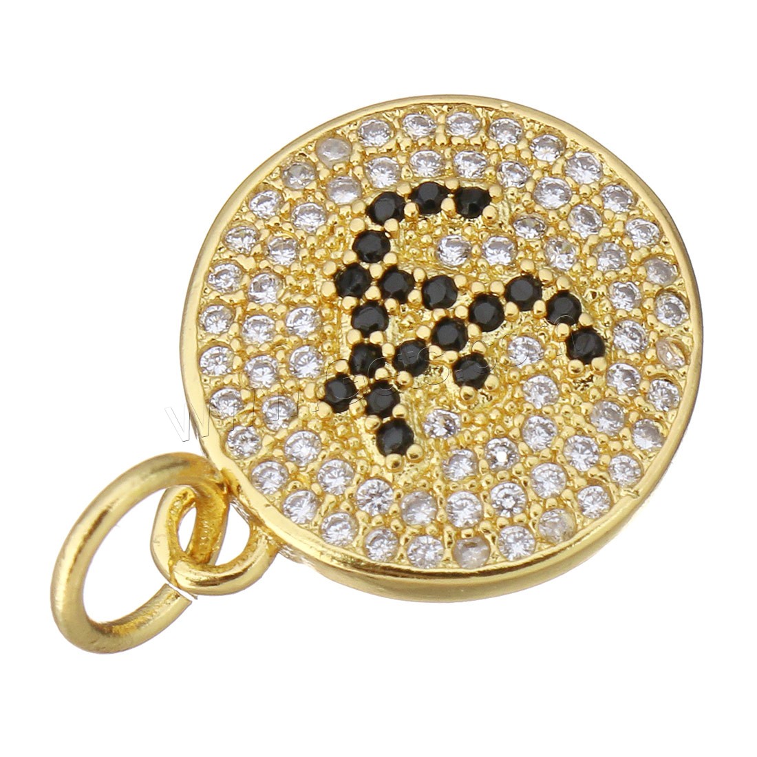 Cubic Zirconia Micro Pave Brass Pendant, Flat Round, plated, different size for choice & micro pave cubic zirconia, more colors for choice, Hole:Approx 4mm, Sold By PC