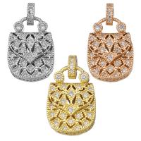 Cubic Zirconia Micro Pave Brass Pendant, Handbag, plated, micro pave cubic zirconia & hollow Approx 