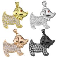 Cubic Zirconia Micro Pave Brass Pendant, Dog, plated, micro pave cubic zirconia Approx 