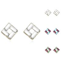 Messing Ohrstecker, mit Swarovski, Rhombus, vergoldet, für Frau & facettierte, keine, frei von Nickel, Blei & Kadmium, 15x15mm, verkauft von Paar