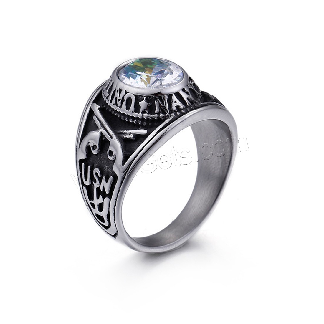 Cubic Zirconia Stainless Steel Finger Ring, Titanium Steel, Unisex & different size for choice & with cubic zirconia & blacken, more colors for choice, 18mm, Sold By PC