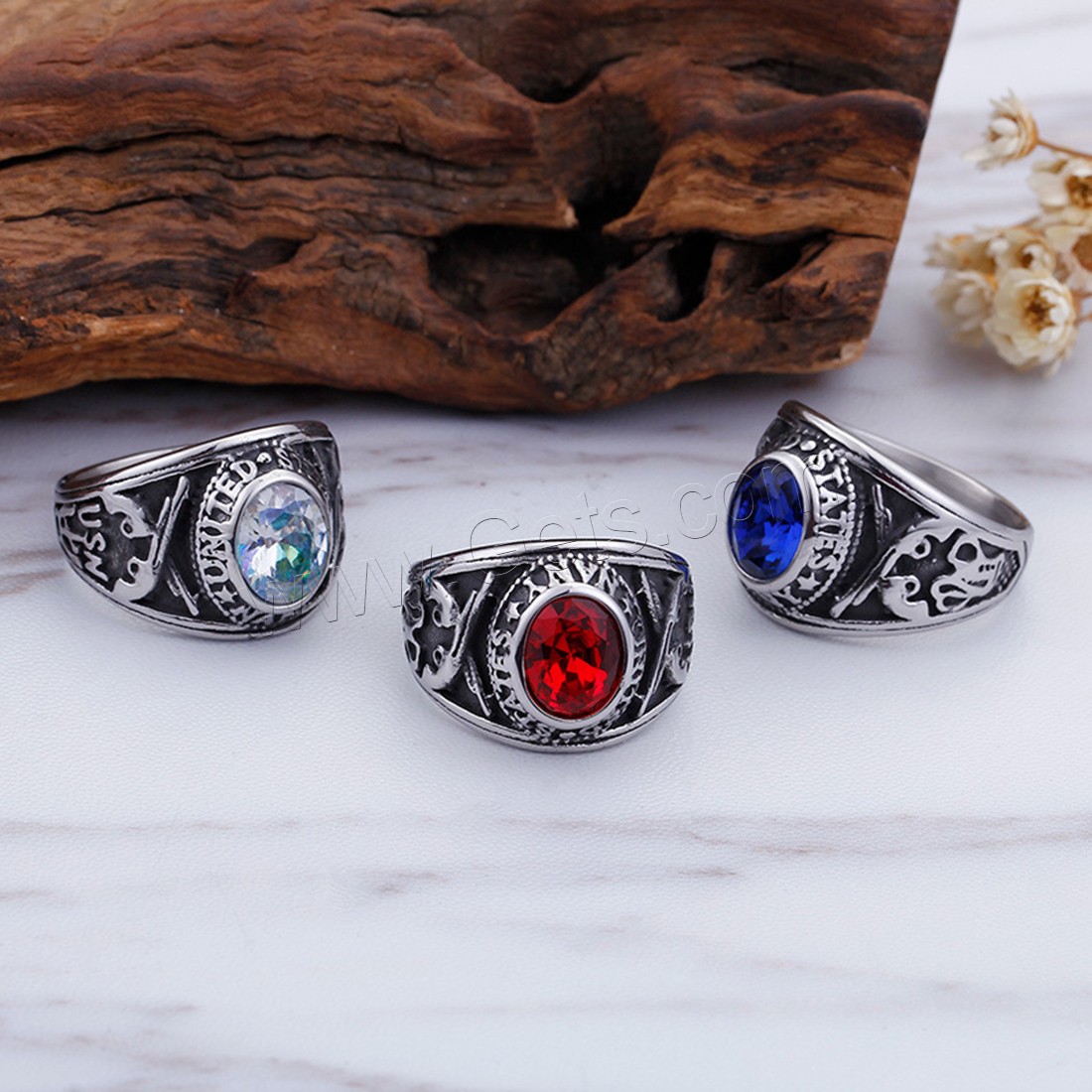 Cubic Zirconia Stainless Steel Finger Ring, Titanium Steel, Unisex & different size for choice & with cubic zirconia & blacken, more colors for choice, 18mm, Sold By PC