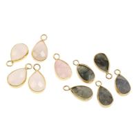 Gemstone Zinc Alloy Pendants, with Zinc Alloy, Teardrop & faceted Approx 2mm 