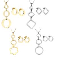 Fashion Stainless Steel Jewelry Sets, earring & necklace, with 2Inch extender chain, plated, oval chain & for woman Approx 18 Inch 