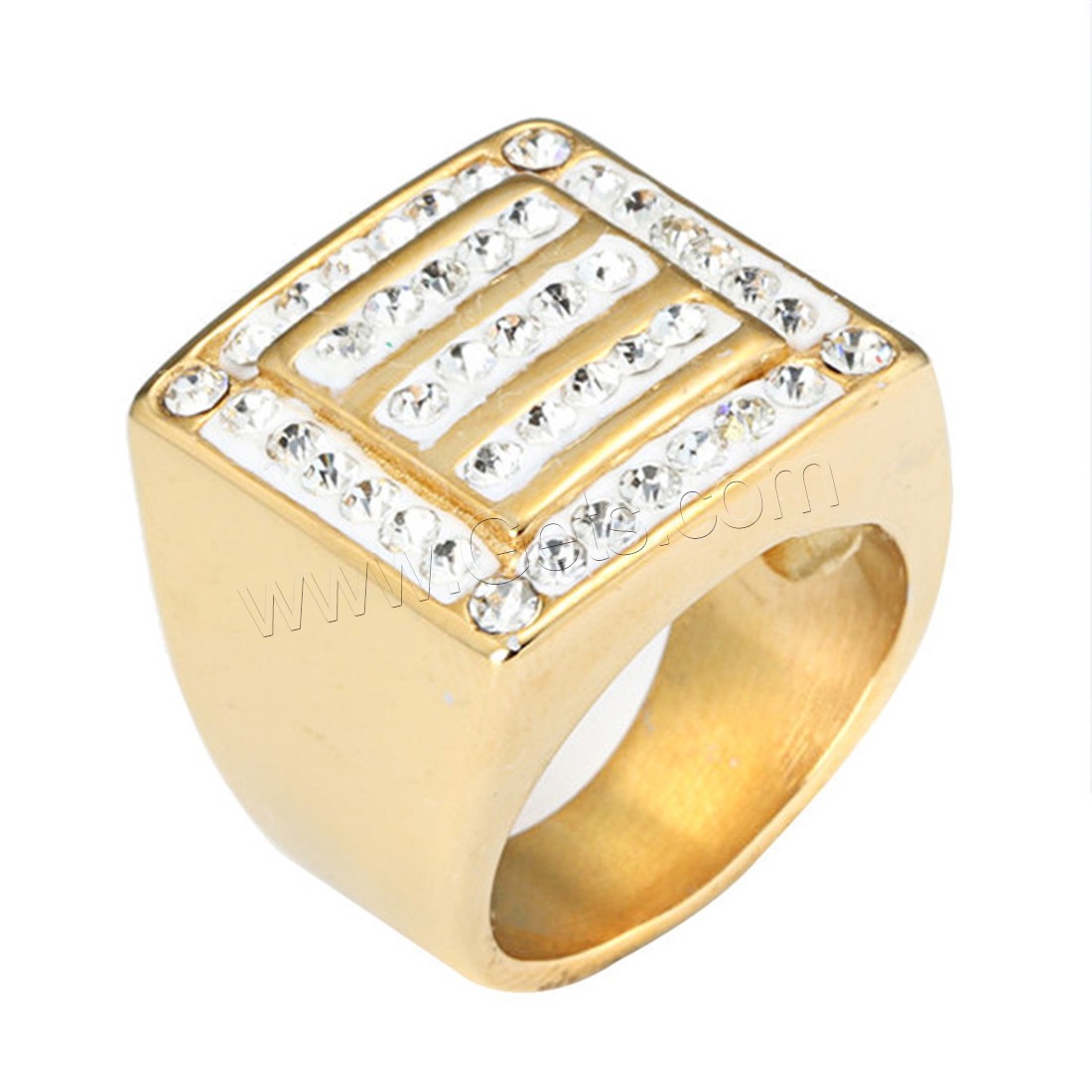 Titan Stahl Fingerring, Titanstahl, mit Ton, 18 K vergoldet, unisex & verschiedene Größen vorhanden, 19mm, verkauft von PC