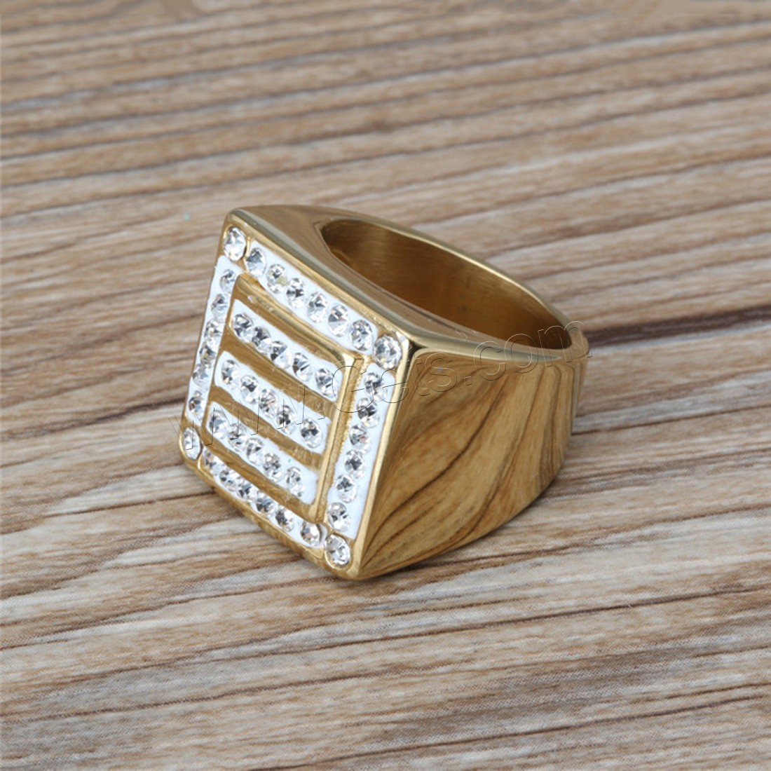 Titan Stahl Fingerring, Titanstahl, mit Ton, 18 K vergoldet, unisex & verschiedene Größen vorhanden, 19mm, verkauft von PC