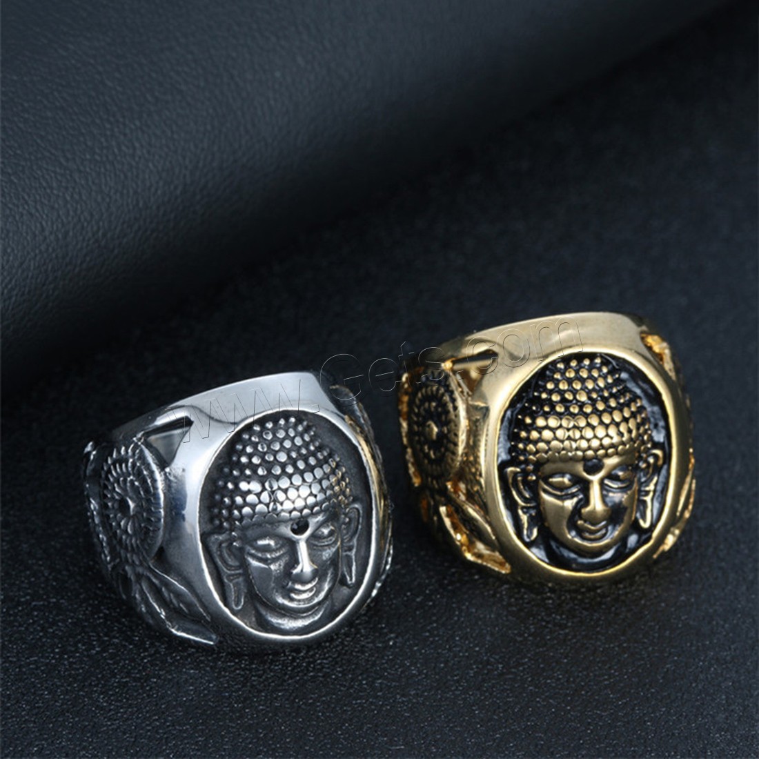 Titan Stahl Fingerring, Titanstahl, Buddha, plattiert, unisex & verschiedene Größen vorhanden & mit Strass, keine, 23mm, verkauft von PC