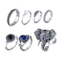 Fashion Zinc Alloy Jewelry Sets, finger ring, with Resin, antique silver color plated, for woman, lead & cadmium free, 17-18mm, US Ring 