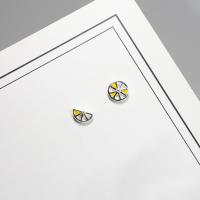 asymmetrische Ohrringe, 925 Sterling Silber, Zitrone, hypoallergenic & für Frau & Emaille, 8x4mm,8x8mm, verkauft von Paar