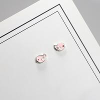 Sterling Silver Stud Earring, argent sterling 925, oiseau, hypo allergique & pour femme & émail Vendu par paire