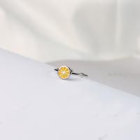 Bague en argent , argent sterling 925, Citron, hypo allergique & pour femme & émail Vendu par PC