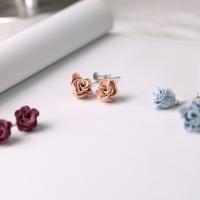 925 Sterling Silver Drop Earring, with Non-woven Fabrics, Rose, hypo allergic & for woman 18mm 