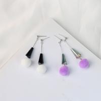 Boucles d'oreilles Pom Pom Duveteux, argent sterling 925, avec Peluche, hypo allergique & pour femme, plus de couleurs à choisir  45mm, Vendu par paire