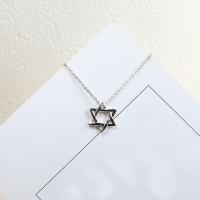 Collier de bijoux en argent , argent sterling 925, Hexagram, Plaqué de platine, hypo allergique & chaîne ovale & pour femme Environ 15.74 pouce, Vendu par brin