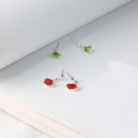 Sterling Silver Drop Earring, 925 Sterling Silver, Ginkgo Leaf, hypo allergic & for woman & enamel 