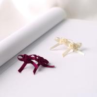 925 Sterling Silver Stud Earring, with Satin Ribbon, Bowknot, hypo allergic & for woman 