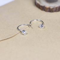 Silver Earring Zircon pavent Sterling, argent sterling 925, hypo allergique & pour femme & avec strass Vendu par paire