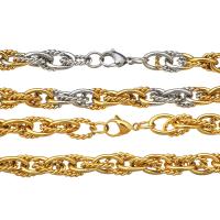 Stainless Steel Chain Jewelry, gold color plated, byzantine chain & for woman Approx 24 Inch 