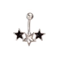 brass piercing barbell, metal, con acero inoxidable, Estrella, chapado en platina real, con circonia cúbica & facetas, libre de níquel, plomo & cadmio, 22x23mm, Vendido por UD