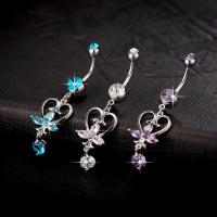 Brass Piercing Barbell, with Stainless Steel, platinum plated, with cubic zirconia & faceted nickel, lead & cadmium free 