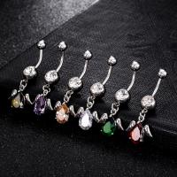 Brass Piercing Barbell, with Stainless Steel, platinum plated, with cubic zirconia & faceted nickel, lead & cadmium free 