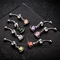 Brass Piercing Barbell, with Stainless Steel, platinum plated, with cubic zirconia & faceted nickel, lead & cadmium free 