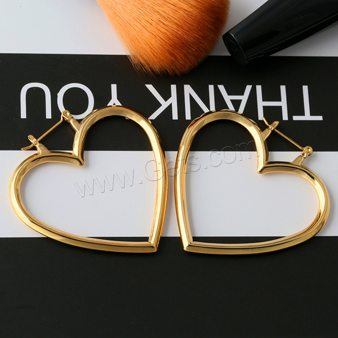 Stainless Steel Drop Earring, Heart, real gold plated, different size for choice & for woman, Sold By Pair