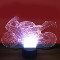 Bunte LED-Nachtlampe, ABS Kunststoff, mit Acryl, Motorrad, Berührender Schalter & mit USB-Schnittstelle & mit LED-Licht & automatisch die Farbe wechseln & verschiedene Muster für Wahl, 240x143x4mm, verkauft von PC