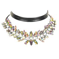 alliage de zinc Collier Tour de cou, Placage de couleur platine, chaînes à maillons doubles & pour femme & avec strass, sans plomb et cadmium, 300mm Environ 11 pouce, Vendu par brin