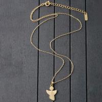 Collier en acier inoxydable Pull, avec 1.9Inch chaînes de rallonge, ange, Plaqué d'or, chaîne ovale & pour femme & avec strass Environ 20.47 pouce, Vendu par brin