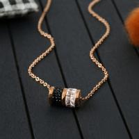 Collier en acier inoxydable Pull, pilier, Plaqué d'or rose, chaîne ovale & pour femme & avec strass Environ 17.3 pouce, Vendu par brin