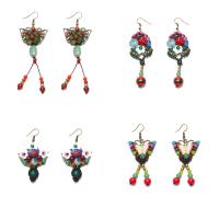 alliage de zinc Boucle d'oreille goutte, avec coquille & chalumeau & résine & cloisonne, fer boucle d'oreille crochet, styles différents pour le choix & pour femme, sans plomb et cadmium Vendu par paire