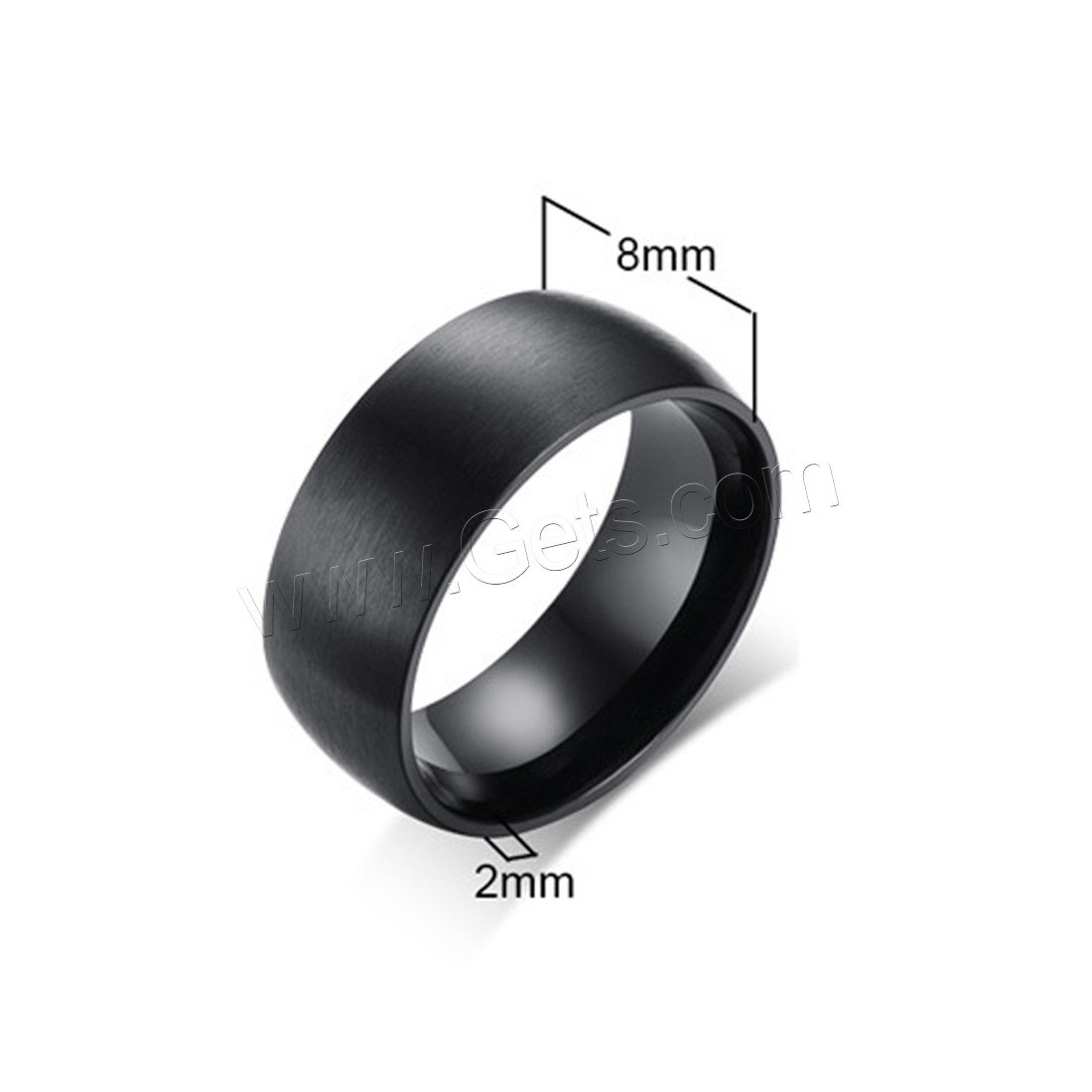 acero inoxidable anillo, iónico negro, diverso tamaño para la opción & cepillado & para hombre, 8x2mm, Vendido por UD