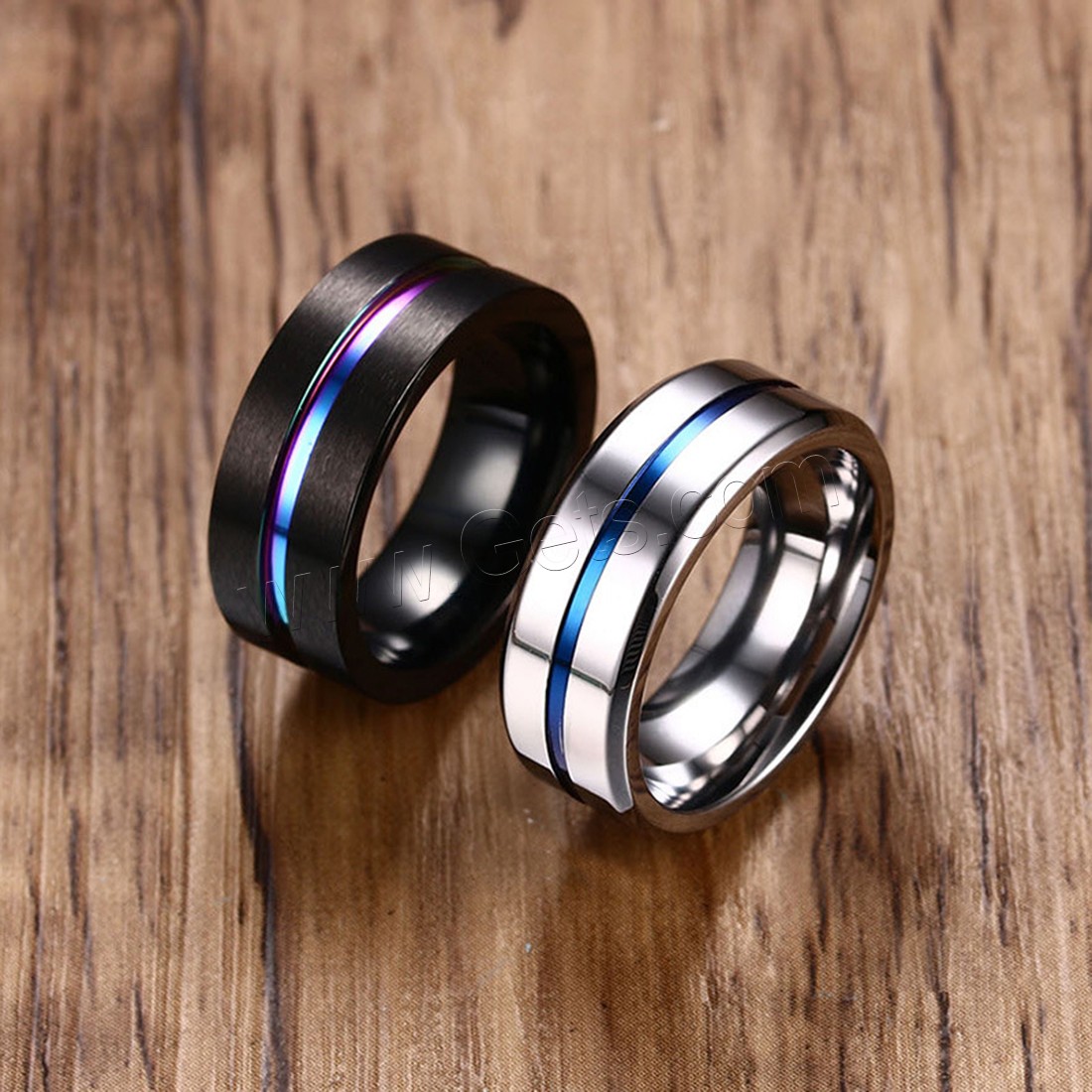 Bague en acier inoxydable, Placage, normes différentes pour le choix & pour homme, plus de couleurs à choisir, 8x2.6mm, Vendu par PC