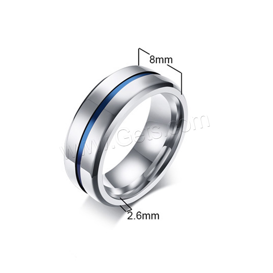 Bague en acier inoxydable, Placage, normes différentes pour le choix & pour homme, plus de couleurs à choisir, 8x2.6mm, Vendu par PC