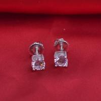 Zinc Alloy Stud Earring, with Crystal, stainless steel post pin, silver color plated & faceted 