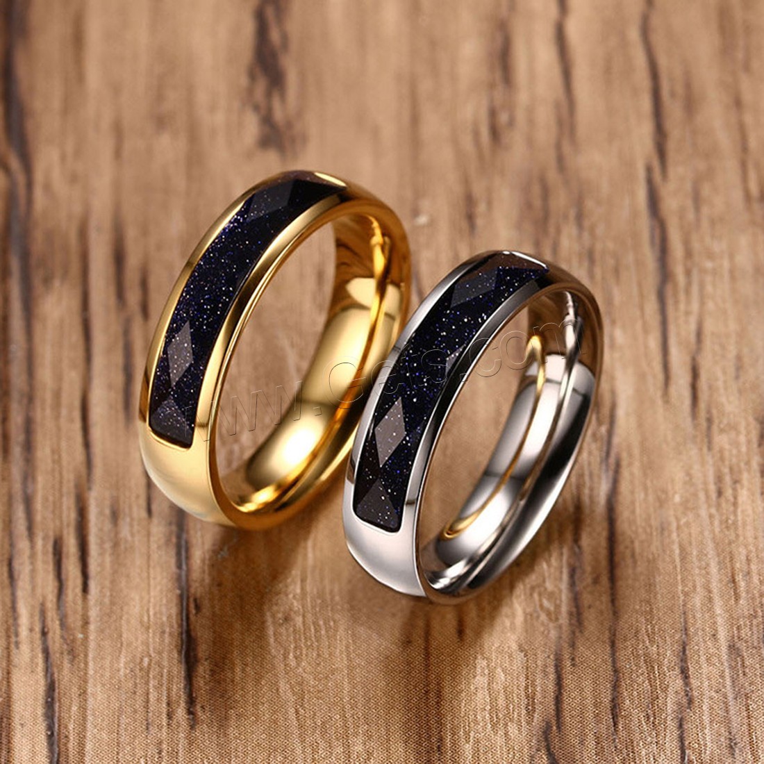 Stainless Steel Finger Ring, with Blue Goldstone, plated, different size for choice & for man, more colors for choice, 5x2mm, Sold By PC