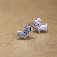 Sterling Silver Stud Earring, argent sterling 925, chien, pour femme Vendu par paire