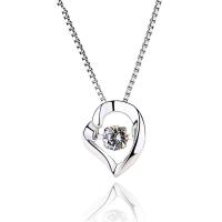 Pendentifs de coeur en argent pur , argent sterling 925, Plaqué de platine, pour femme & avec zircone cubique Environ 2-3mm, Vendu par PC