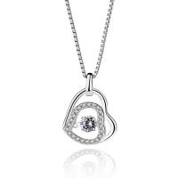 Pendentifs de coeur en argent pur , argent sterling 925, Plaqué de platine, pour femme & avec strass Environ 2-3mm, Vendu par PC