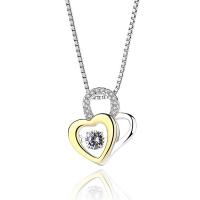 Pendentifs de coeur en argent pur , argent sterling 925, Placage, pour femme & avec strass Environ 2-3mm, Vendu par PC