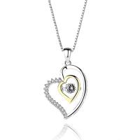 Pendentifs de coeur en argent pur , argent sterling 925, Placage, pour femme & avec strass Environ 2-3mm, Vendu par PC