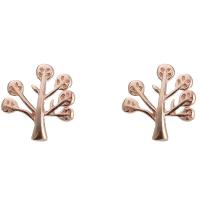 Sterling Silver Stud Earring, 925 Sterling Silver, stainless steel post pin, Branch, rose gold color plated, for woman, 8mm 